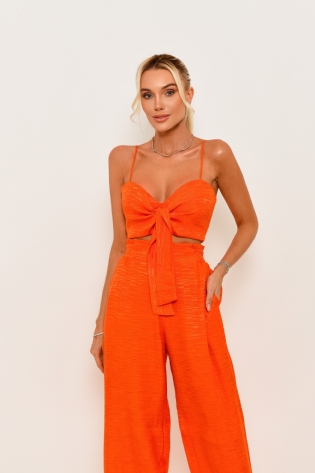 Top Cropped Jacquard Laranja