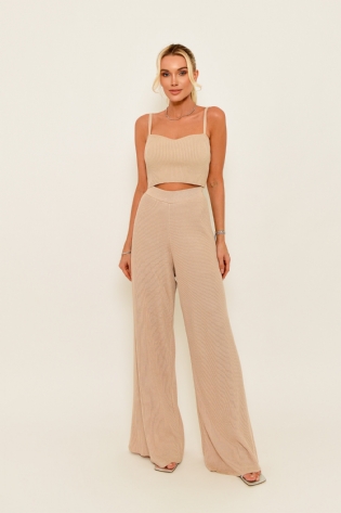 Calça Wide Leg Tricot - Nude