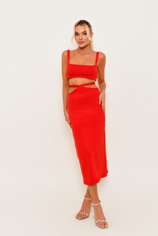 Conjunto Tricot Recortes - Vermelho