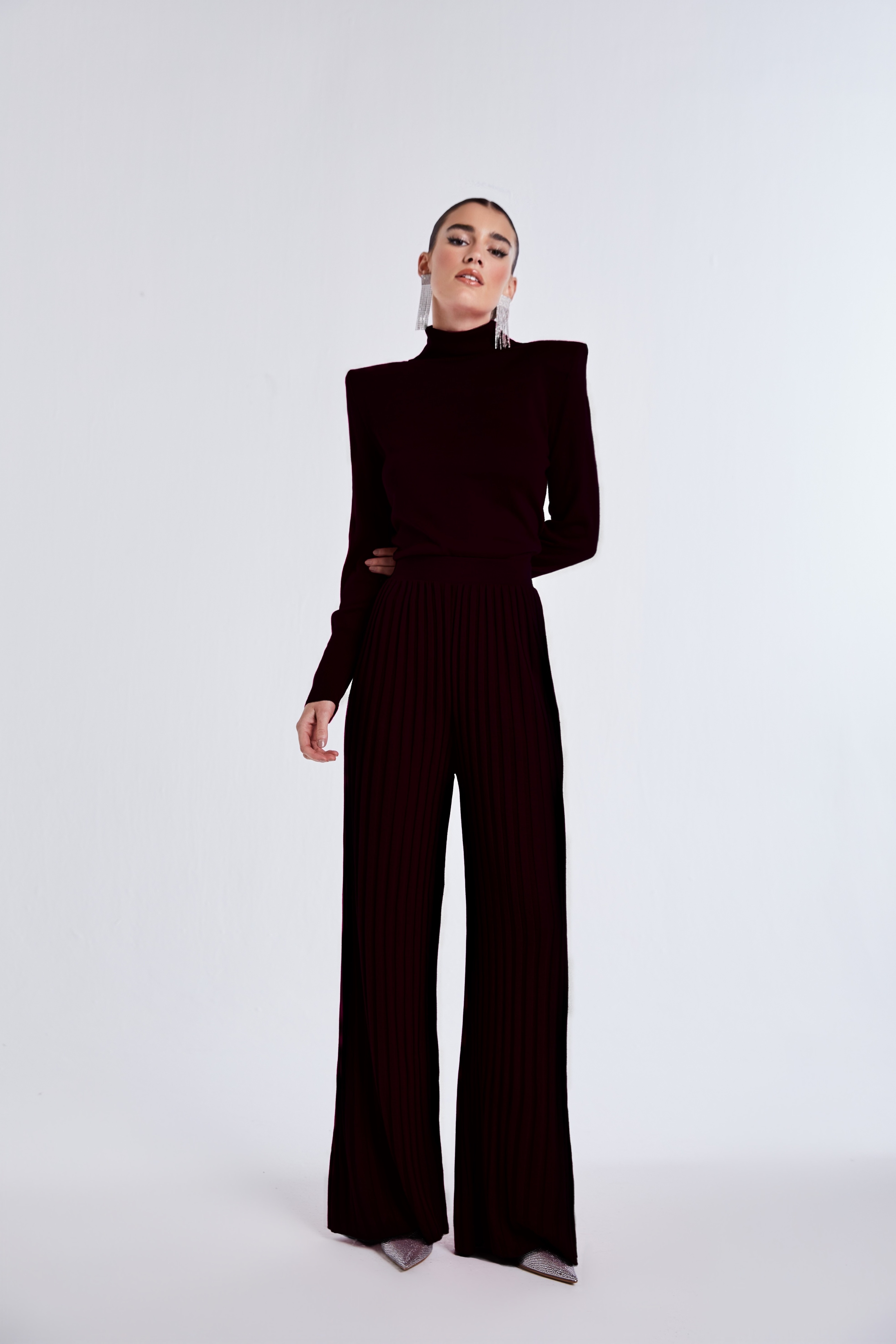 Calça Pantalona em Tricot - Preta