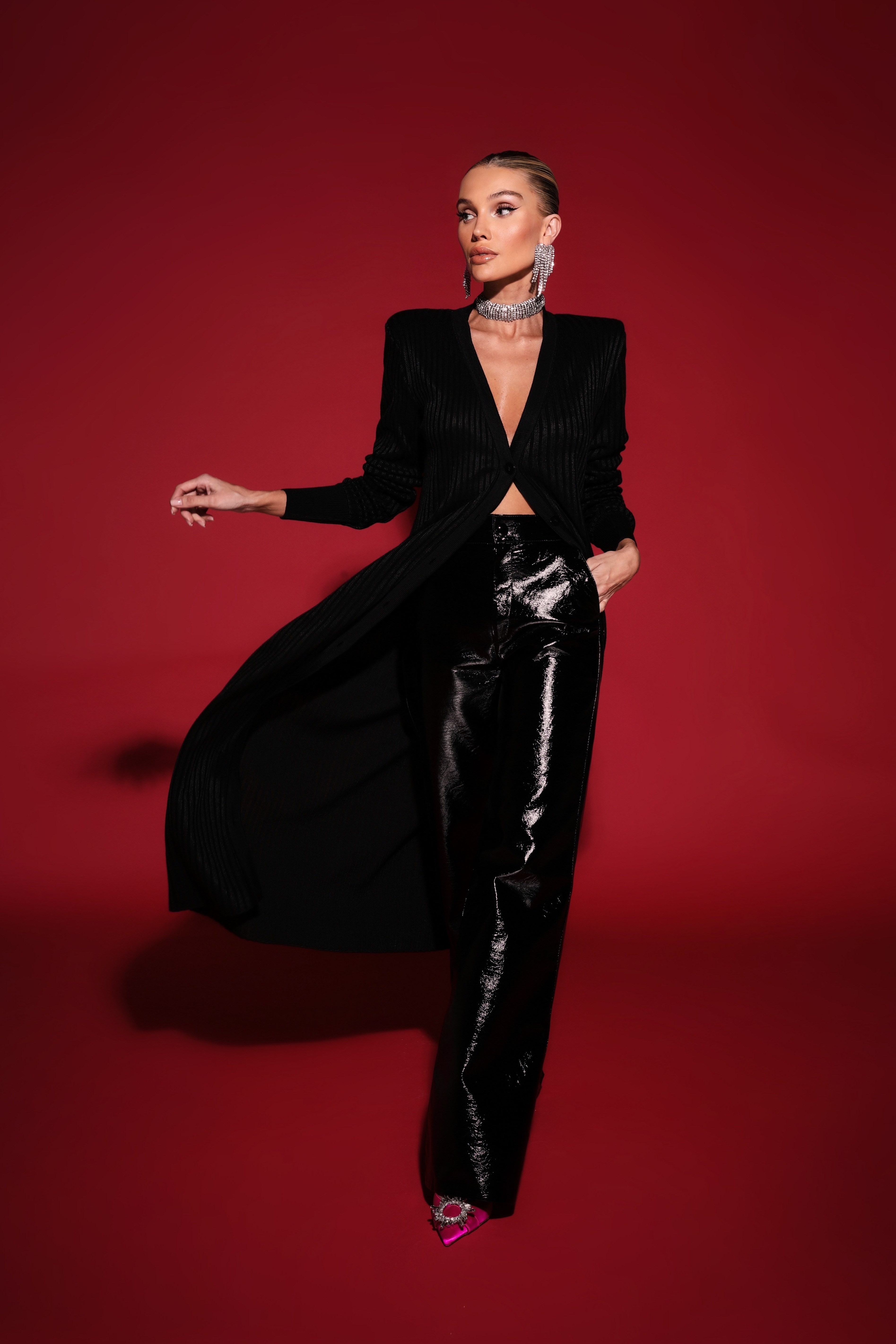 Maxi Cardigan Canelado - Preto