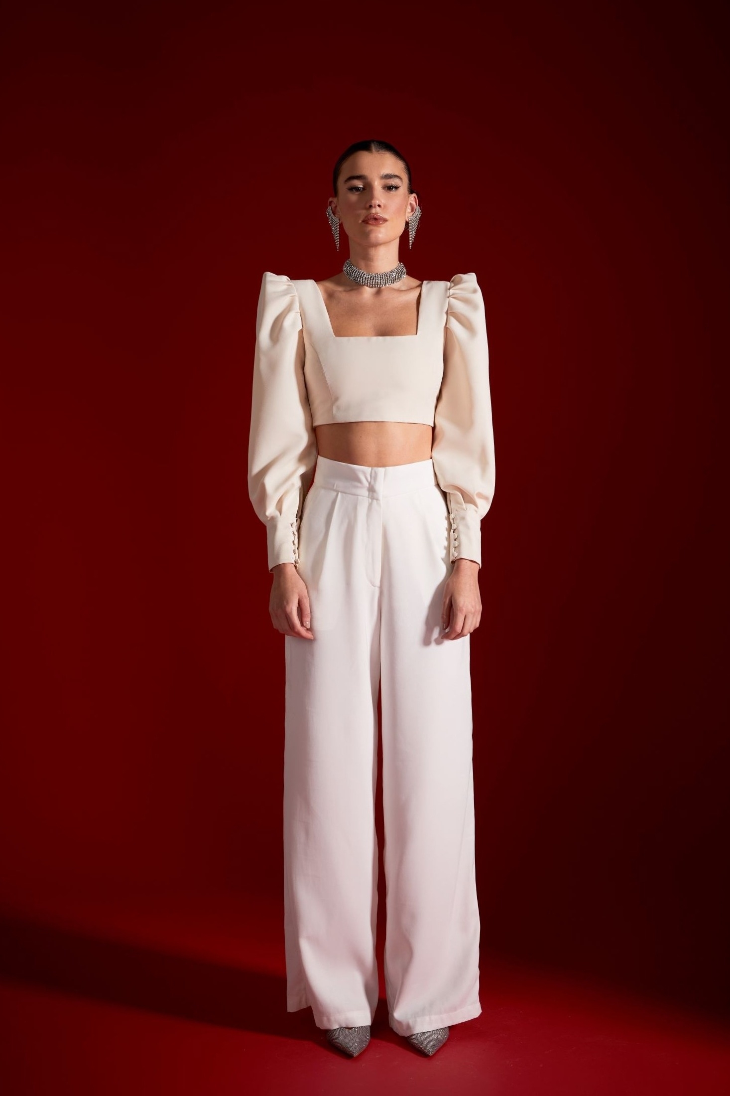 Calça Wide Leg Alfaiataria - Off White